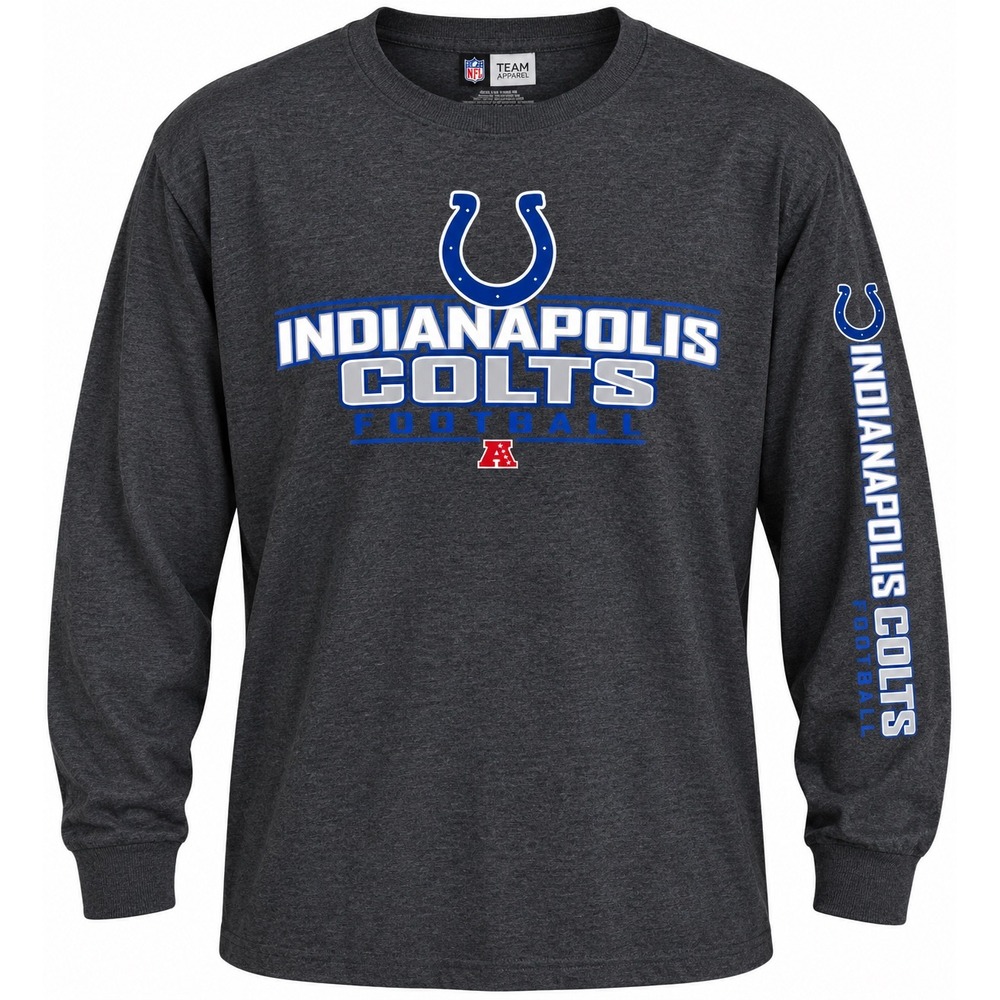 NFL Team Apparel Indianapolis Colts Long Sleeve Shirt Charcoal Gray Mens XL